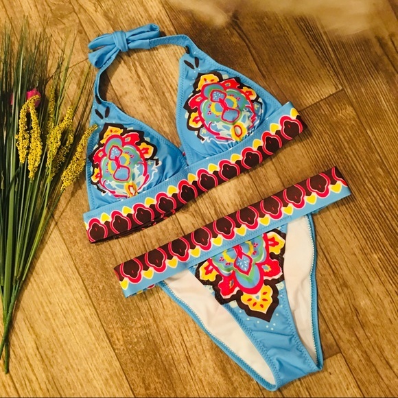 👙”ITSY BITTY” BLUE MULTI CHEEKY BIKINI-NEW‎ - Picture 2 of 7